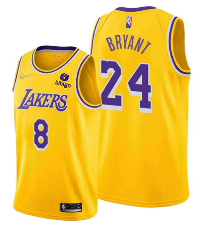 Men's Yellow Los Angeles Lakers Front #8 Back #24 Kobe Bryant 